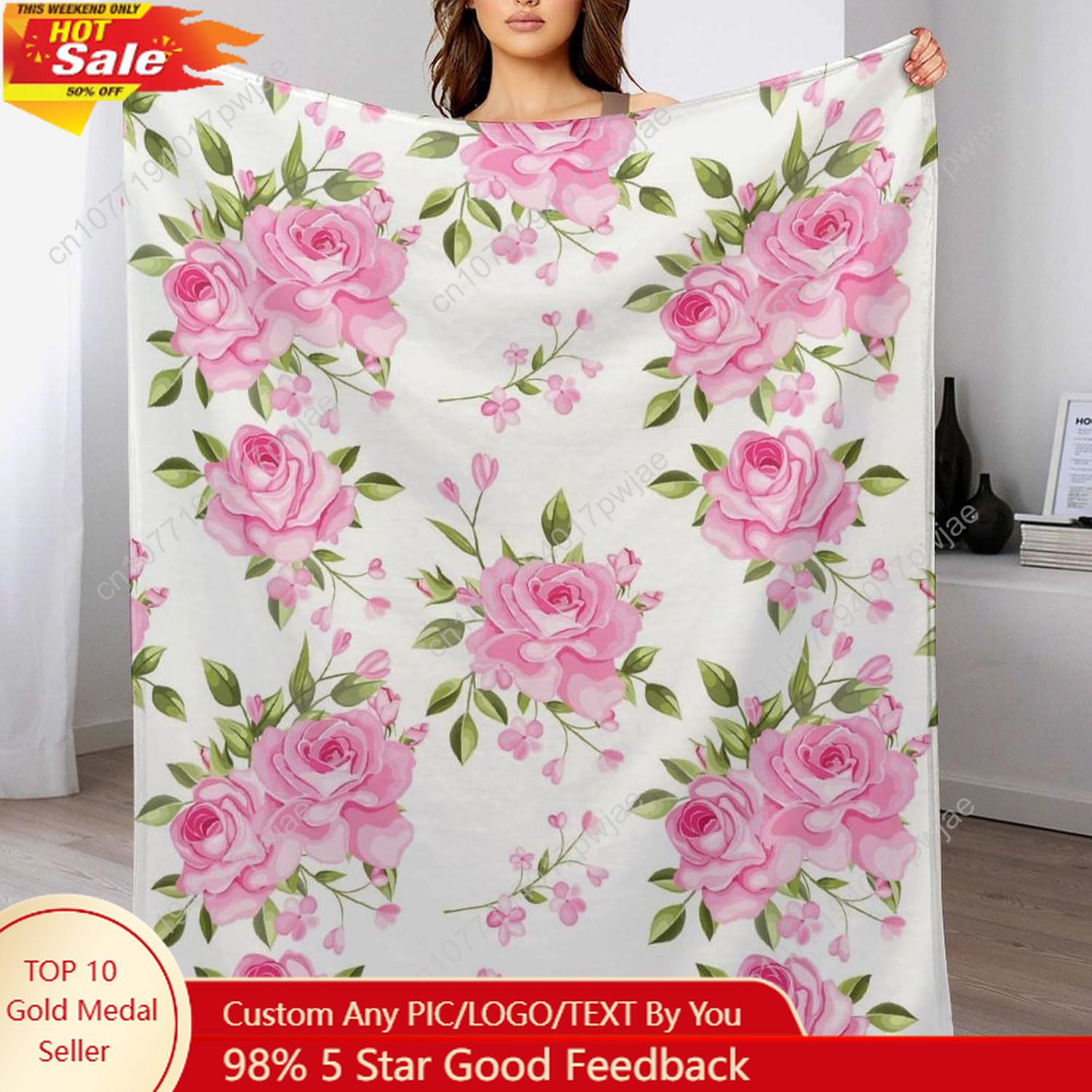 Home Textiles & Furnishings - Roze bloem gooien deken bloemen decor