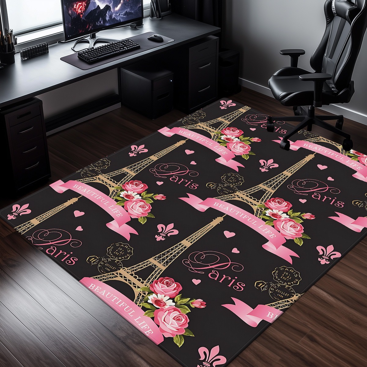 Home Textiles Paris - Parijs Eiffeltoren Rose Roze Kristal Fluwelen