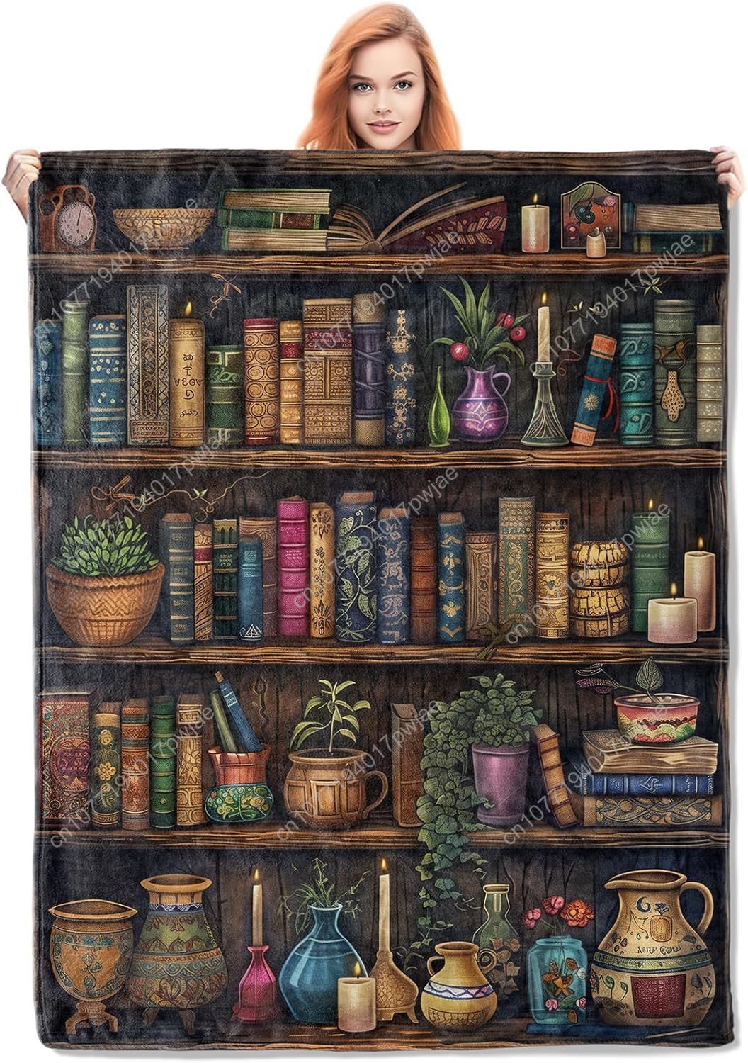 Home Textiles & Furnishings - Vintage boekenplankdeken Lezen Fleece gooien met