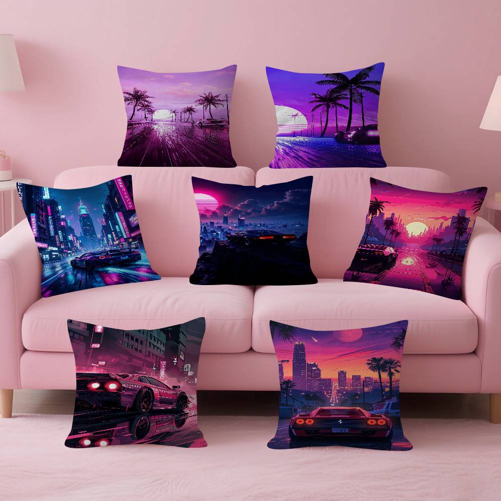 Home Textiles City - Neon Night City Landscape jaren '80