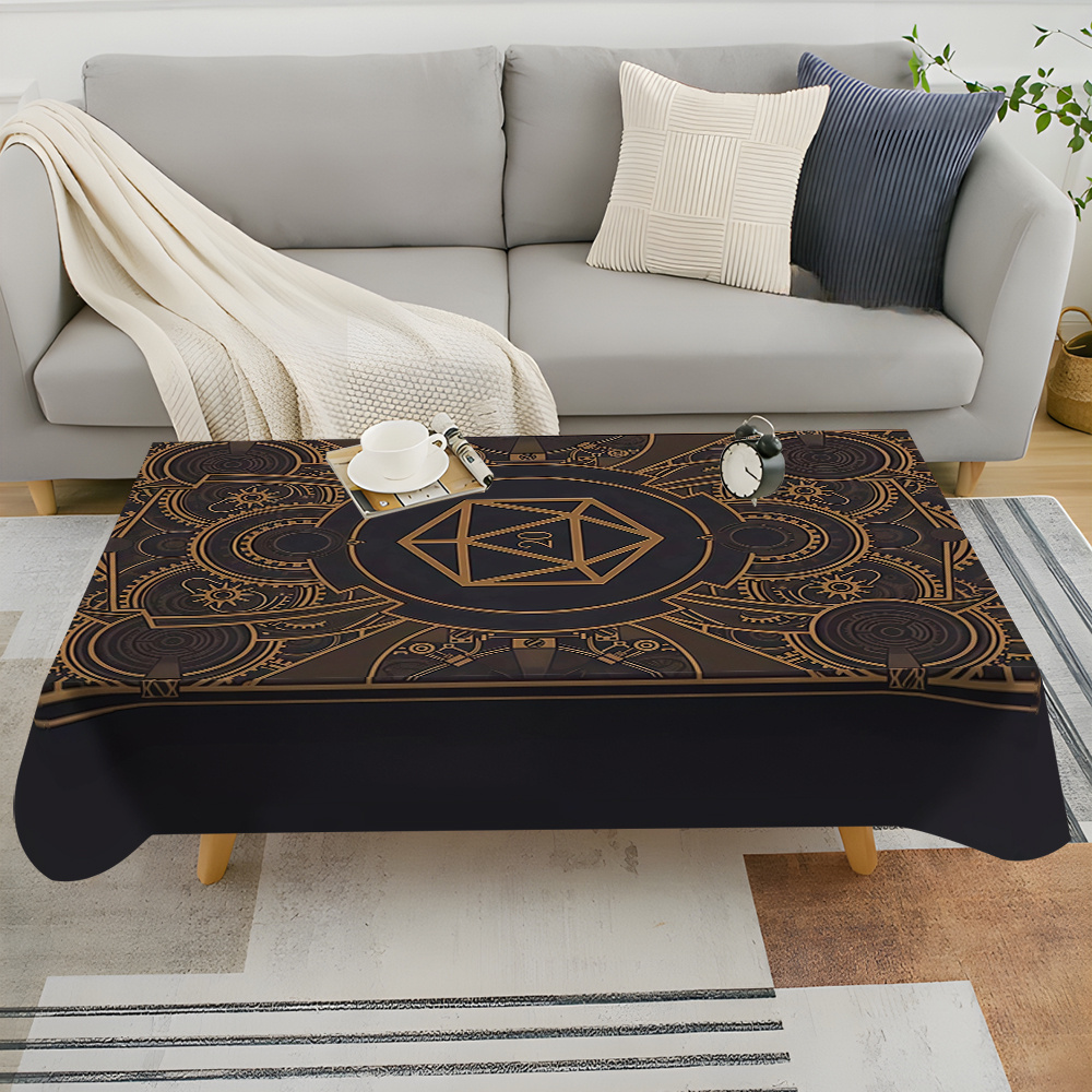 Home Textiles & Furnishings - Steampunk zwart gouden tandwielpatroon tafelkleed -
