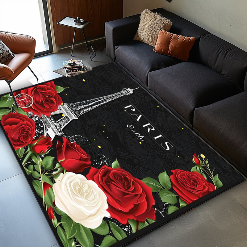 Home Textiles Paris - Romantisch Parijs Eiffeltoren Rozen Tapijt -