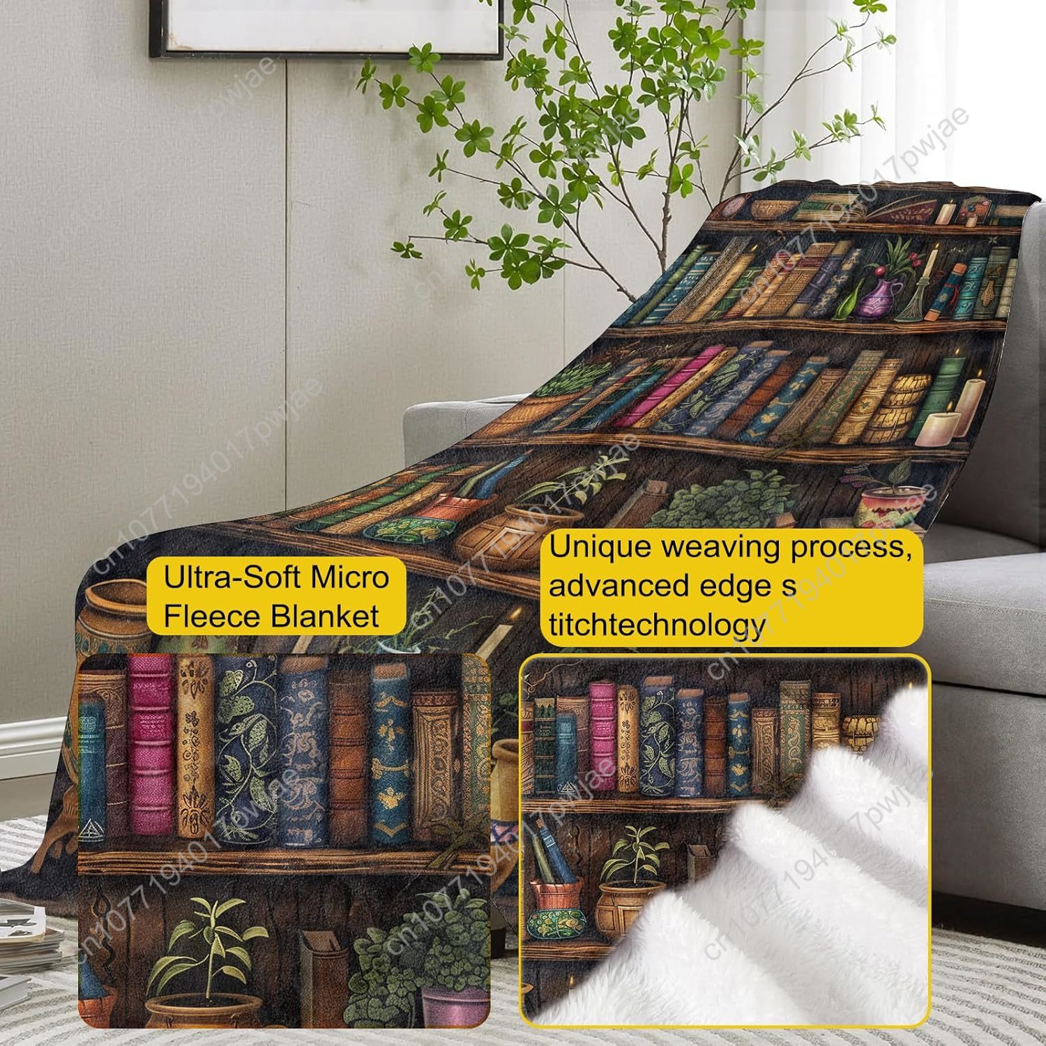 Vintage boekenplankdeken Lezen - Home Textiles & Furnishings recensie en prijs