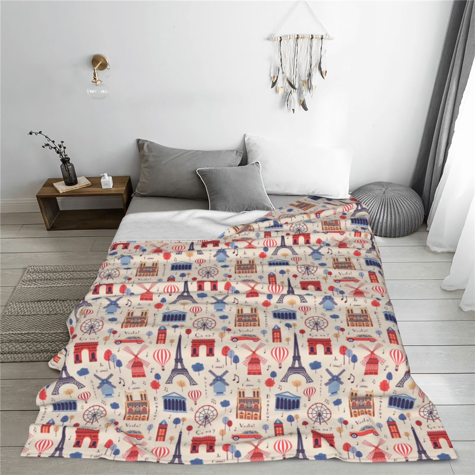 Paris Landmark Print Sherpa Fl - Home Textiles Paris recensie en prijs
