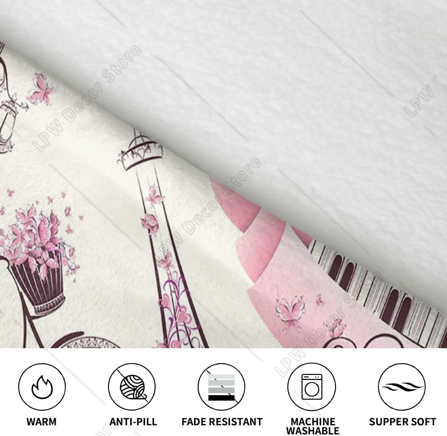 Paris Tower Flower Print-deken - Home Textiles Paris recensie en prijs