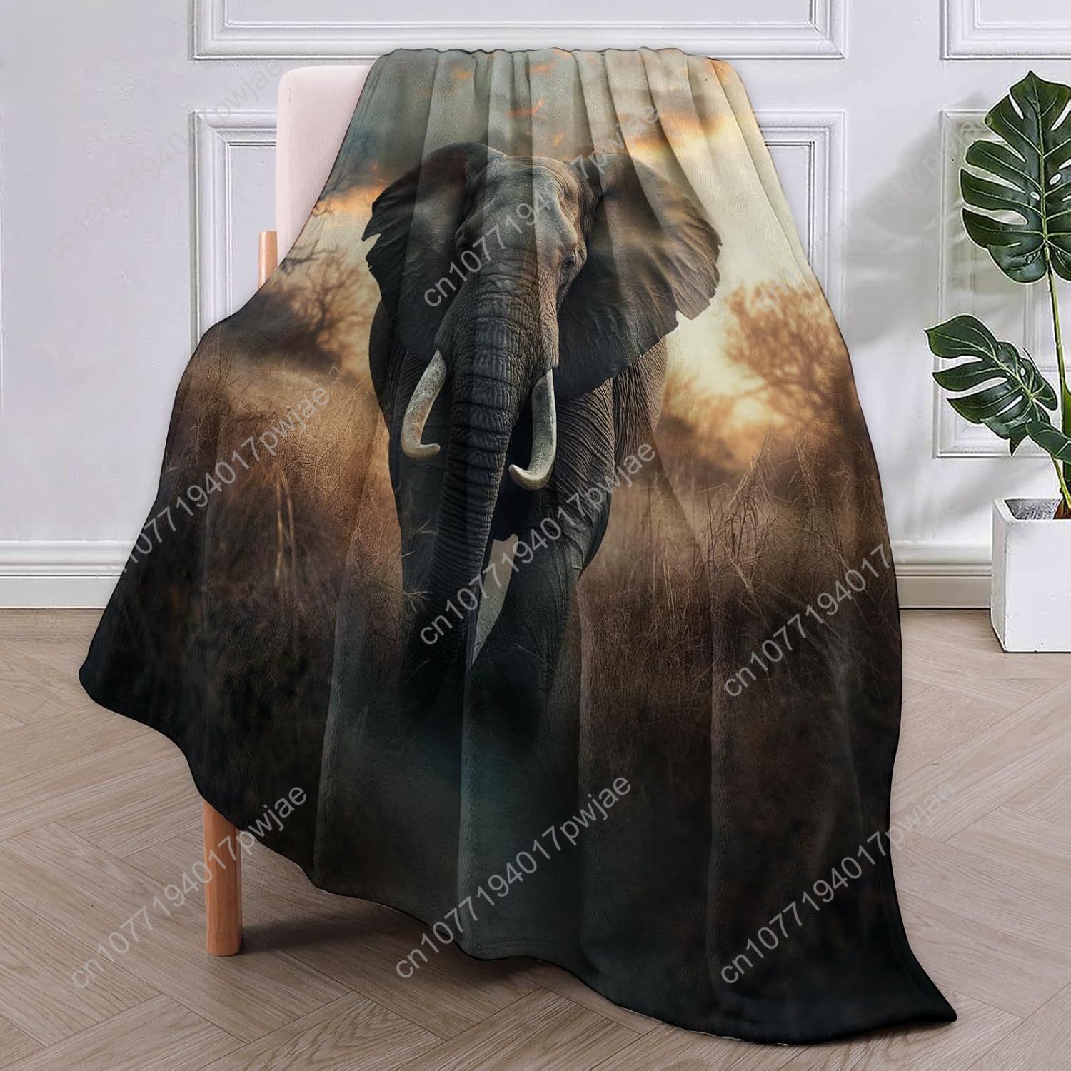 Fleece deken met olifant, real - Home Textiles & Furnishings recensie en prijs